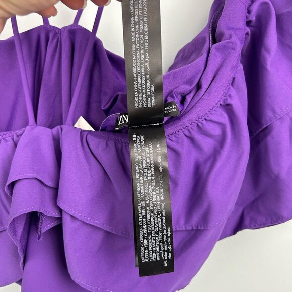 NWT ZARA Purple Ruffle One Piece Swimsuit and Bodysuit 0167/206 Sz Small - Picture 6 of 16